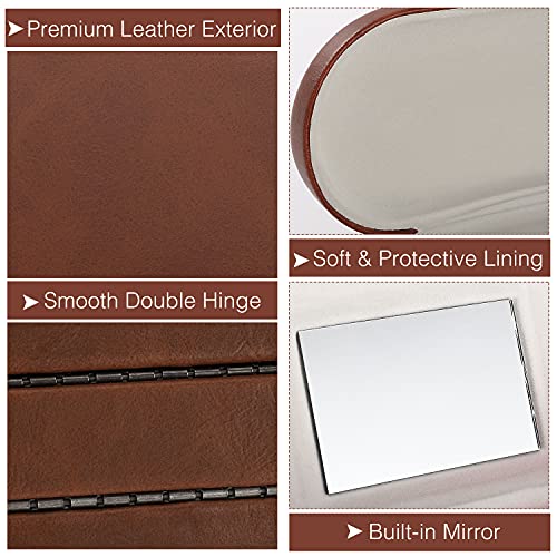 Image of MoKo Double Eyeglass Case, Contact Lens Case with Mirror Tweezers Remover, 2 in 1 Double Sided Portable Contact Lens Box Holder Container Soak Storage Kit Sunglasses Pouch for Men & Women, Brown
