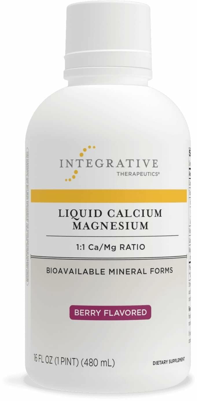Integrative Therapeutics Liquid Calcium Magnesium - Liquid Supplement That Supports Bone Health* - Includes Vitamin D3 & a Magnesium Complex - Gluten-Free & Dairy-Free - Berry, 16 oz (32 Servings)