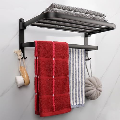 Tocten TT-16IN TOWEL RACK-BLACK Towel Rack For Bathroom, Foldable Towel Holder cover