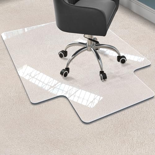 Kaisle CM-03 Office Chair Mat For Carpet Heavy Duty Hard Clear Chair Mats Under Desk Protector Floor Mat 48 Inch X 36 Inch Plastic Rolling Computer Mats cover
