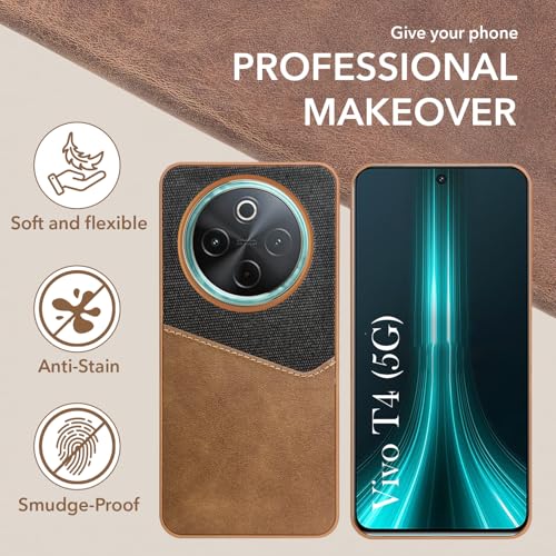 Image of Jkobi Back Cover Case for Vivo T4 (Dual PU Leather Stitch | Professional Minimalist | Soft and Flexible)