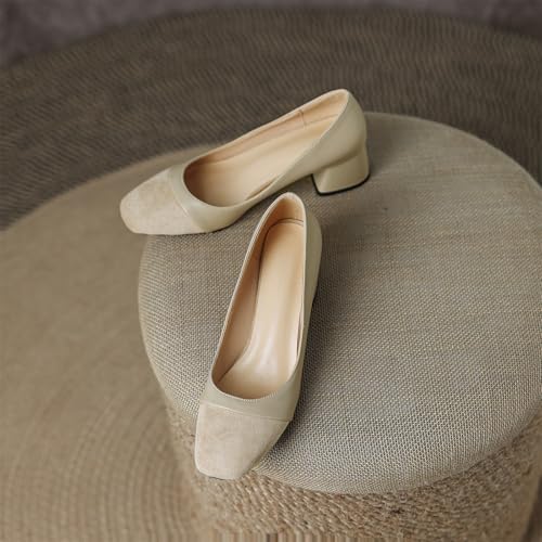 Women's Cap Square Closed Toe Pump Chunky Mid Block Heel Slip-On Work Office Church Casual Dress Shoes Comfortable Business Party Dating All Weather Shopping Daily Wear Pumps3