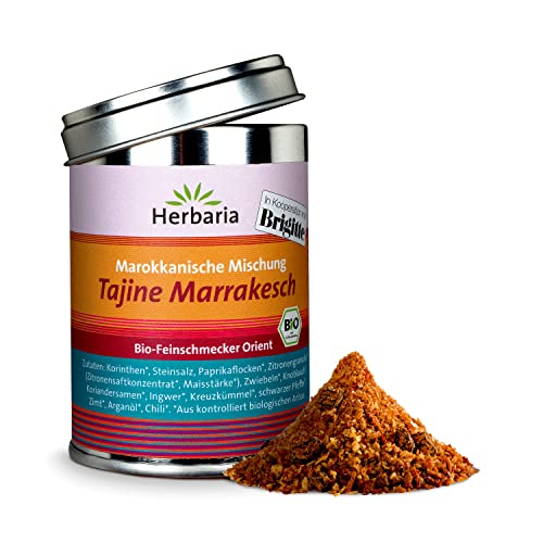 Herbaria Tajine Marrakesch bio 100g M-Dose - fertige Bio-Gewürzmischung für marokkanische Tajine-Gerichte mit erlesenen Zutaten - in nachhaltiger Aromaschutz-Dose