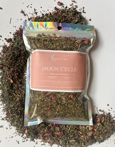 Quartzy Blu Moon Cycle Tea &ndash; Herbal Women&rsquo;s Wellness Tea | Botanical Blend for Monthly Cycle Support | Caffeine-Free, All-Natural Womb Wellness Blend