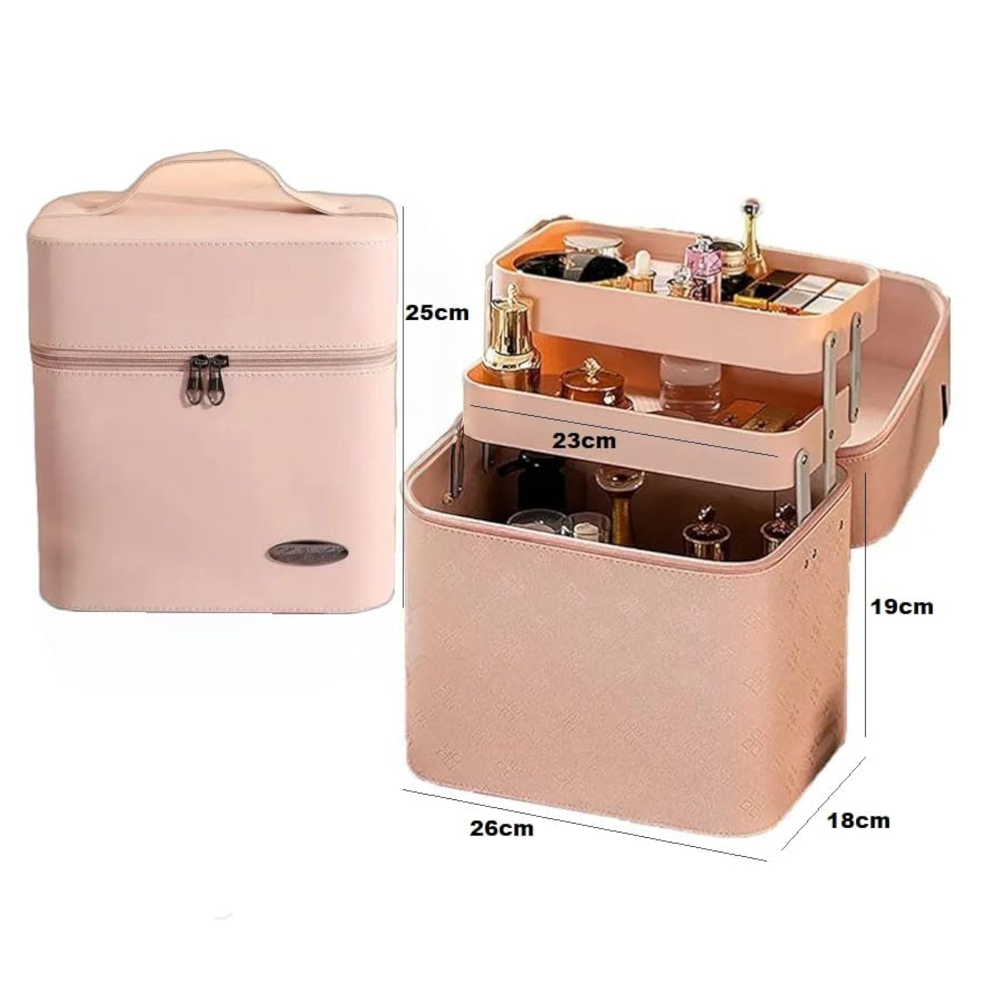 Pu Leather Makeup Storage Box with Zipper