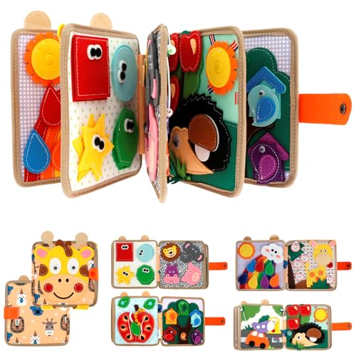 Juguete Busy Board de fieltro suave, libro de fieltro 3D Montessori libros de bebé de tela suave, habilidades motoras finas, juguetes educativos para niños a partir de 1, 2, 3 años, niños pequeños