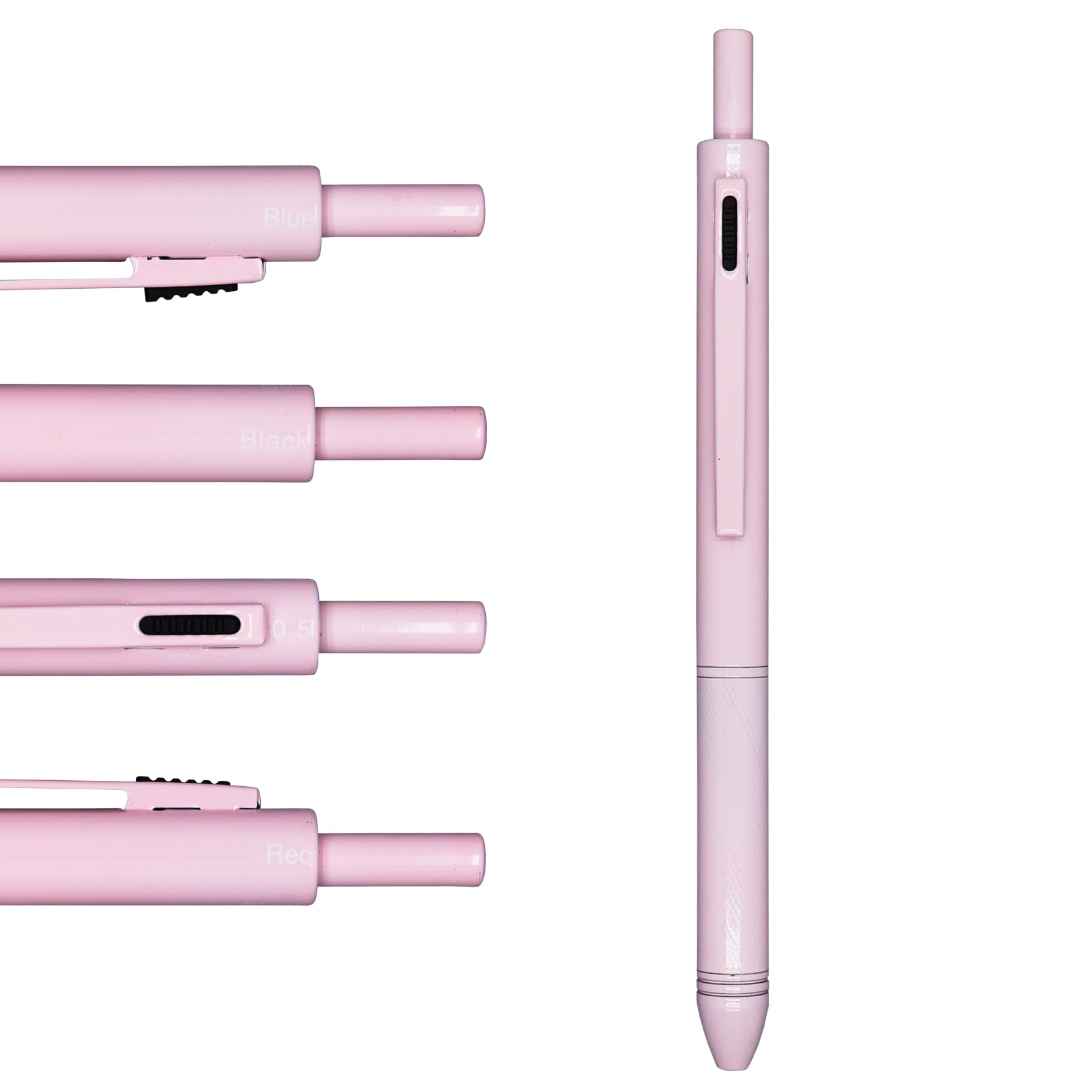 HeTaoCat 4-in-1 Multicolor Writing Set, 0.5mm Mechanical PencilMetal Cased Multifunction Pen (Pink)