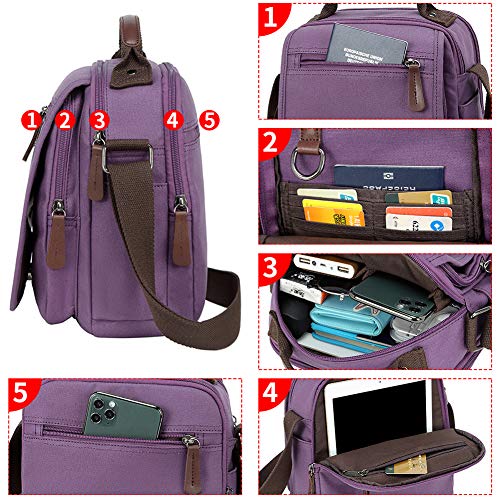 mygreen Womens Small Vintage Messenger Bag Canvas Shoulder Bags Travel Crossbody Mini Purse Crossbody Handbag for Work Business Yellow - Thumbnail 4