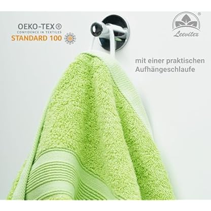 leevitex® Handtuch 4er Set aus 100% Baumwolle, weich und saugstark | 500 g/m² | 50 x 100 cm | Apfelgrün – Bild 4