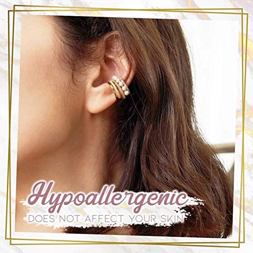 Pendientes de perla para oreja, sin clip para cartílago, aleación, con perlas...