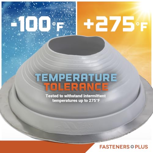 Image of Fasteners Plus #9 Round EPDM Metal Roof Pipe Flashing Boot (Fits 9 inch - 19 inch Pipe OD), Gray