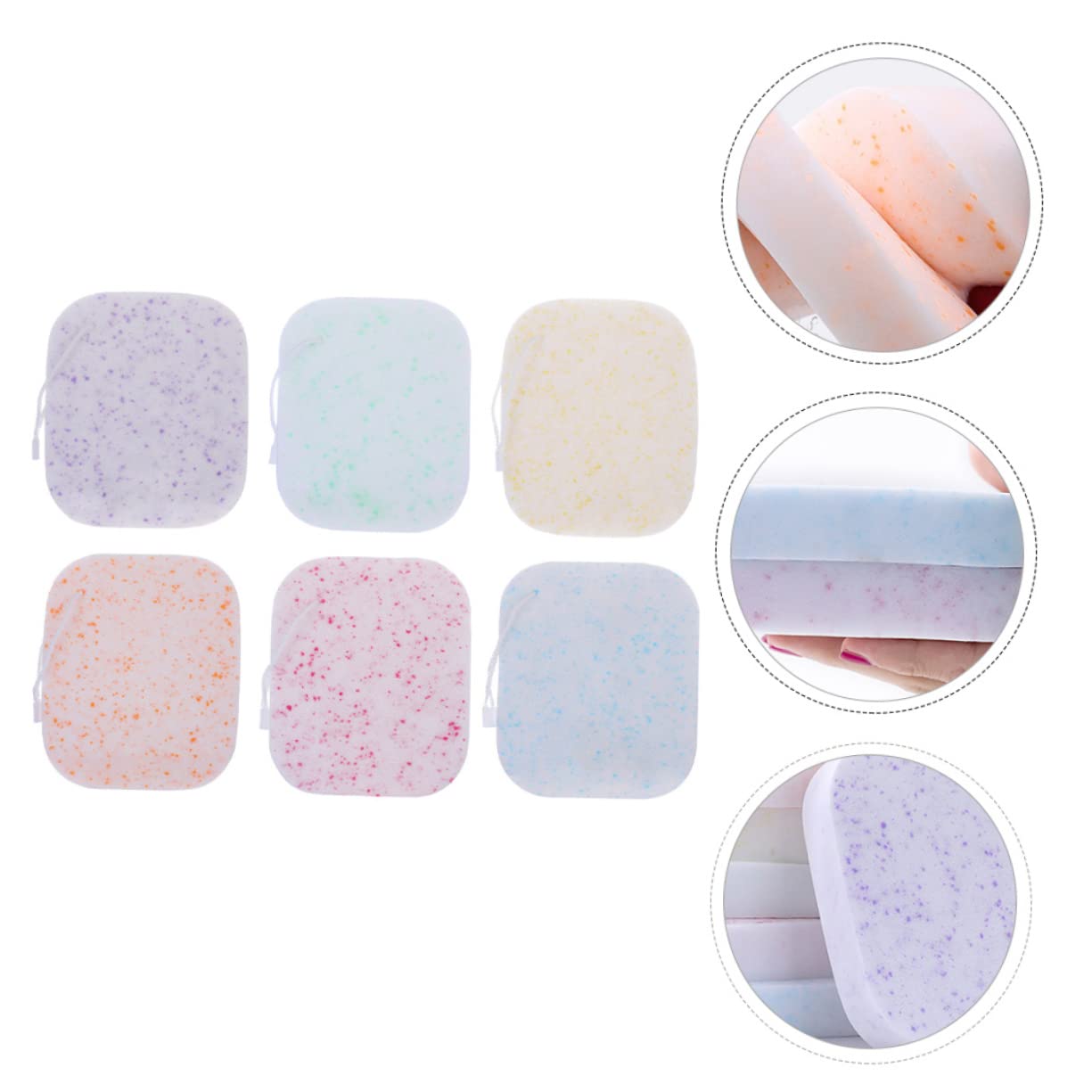 OUNONA 6Pcs Thickened Exfoliating Facial Sponges Portable Makeup Remover Pads for Gentle Skin Cleansing for Women Men for Pore Cleansing Makeup Removal