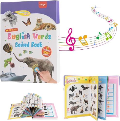 Image of SUPER TOY Kids English Words Sound Book Phonetic with 300+ Words, 13 Themes Pre School Learning Interactive Alphabet, Spelling, Math, Memory Games for Boys & Girls Age 1+