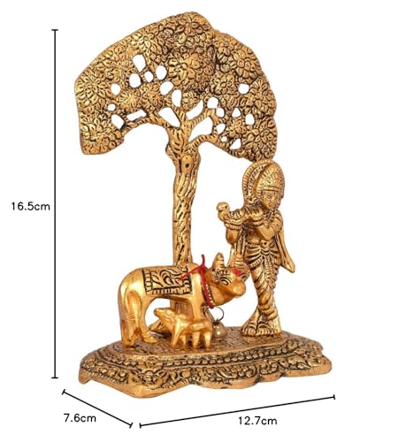 Collectible India Metal Krishna Idol Murti with Kamdhenu Cow - Gold Plated Showpiece (Set of 25) - Image 9 thumbnail
