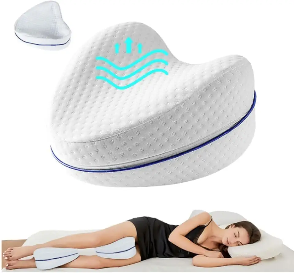 Almofada Ortopédica de Espuma de Memória para Pernas - Travesseiro Ergonômico para Alívio de Dor Lombar