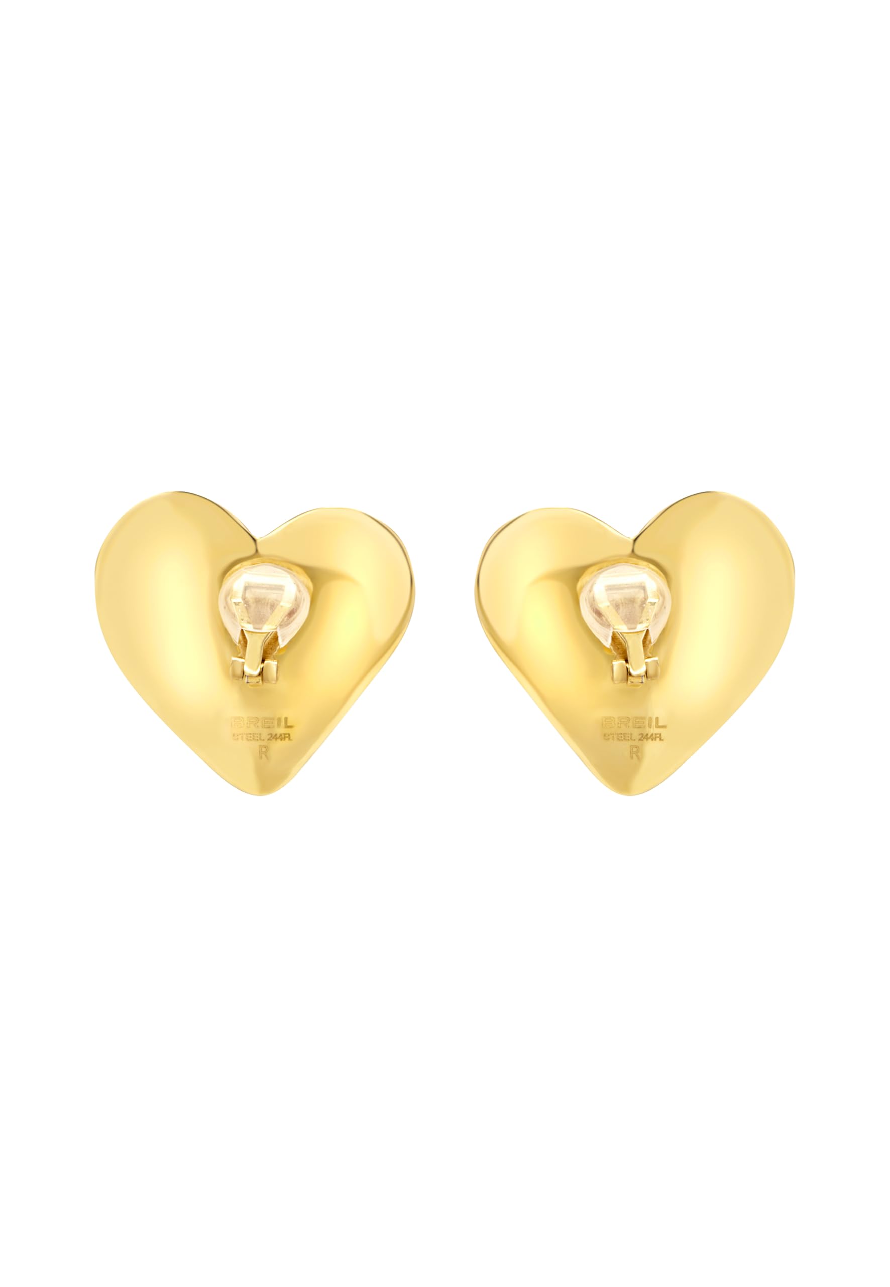Breil, Collezione Big Heart, Orecchini Donna in Acciaio Lucido a Forma di Cuore, Chiusura a Clip con Copertura in Silicone, Idea Regalo Donna
