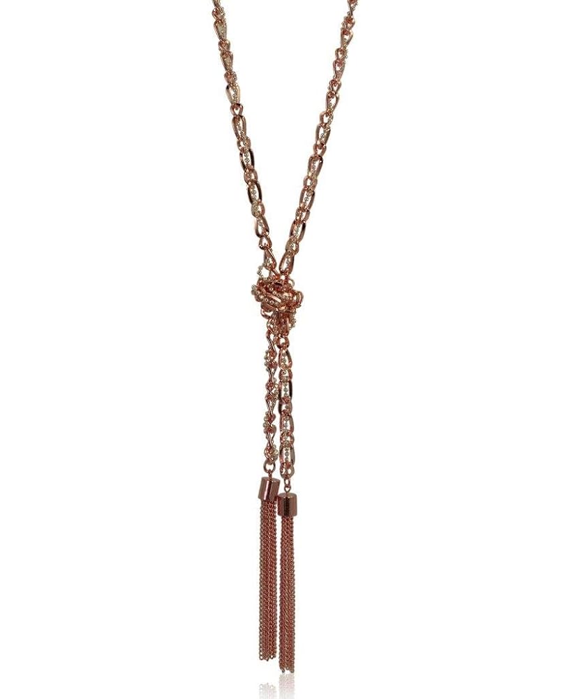 アクセサリー (eL+1] Stone Long Necklace Amazon.com: GUESS Two-Tone Long Braided Knot Chain Tassel