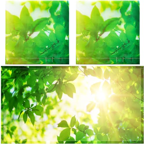 Image of Hortsun Pack of 2 Fluorescent Light Covers 4 x 2 Feet Magnetic Ceiling Light Cover Room Supplies for Home Office(Green Leaf)