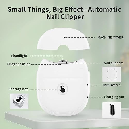 Miniatura 6 de Cortaúñas eléctrico, 2 velocidades, recortador de uñas eléctrico automático para adultos, personas mayores, bebés y niños con luz LED, cortaúñas