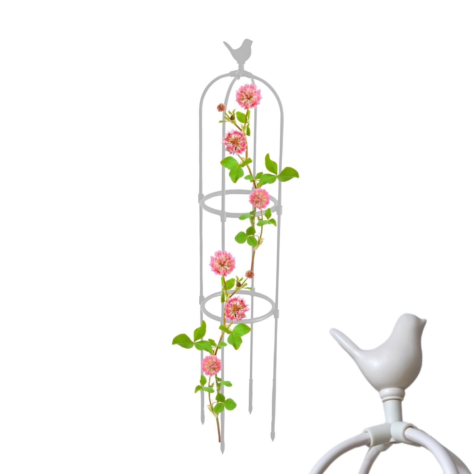 Rustproof Tower Obelisk Garden Trellis, 65-205cm Garden Trellis For Climbing Plants, Obelisk Heavy Plant Cage, Rose Tower Vine Decorative For Climbing Vines(White,25 x 145cm/9.8 x 57.1in)