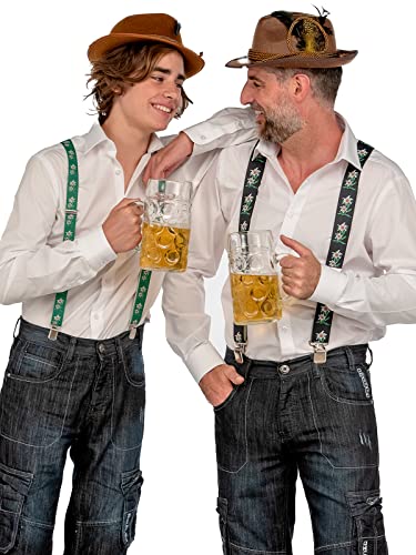 Olata Heren Heavy Duty X-Vorm Bretels met Edelweiss Patroon – 2,5 cm/4 cm - Afbeelding 3