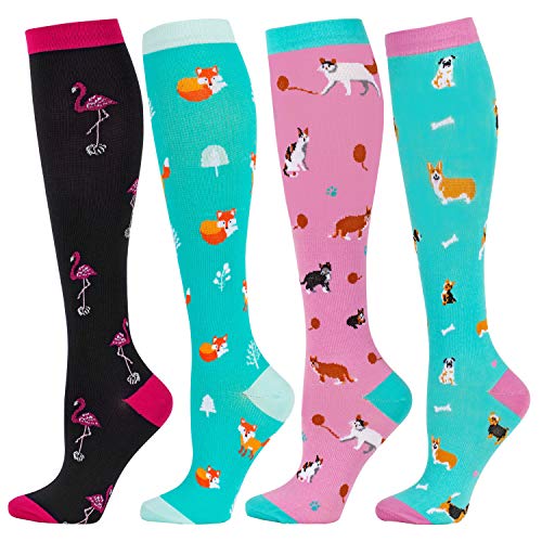 Compression Socks Women 20-30 mmHg, Cute Animal Compression Stocking for Nures, Flight Travel, Pregnancy Maternity,Running. Funny, Novelty, Crazy Compression Stocking