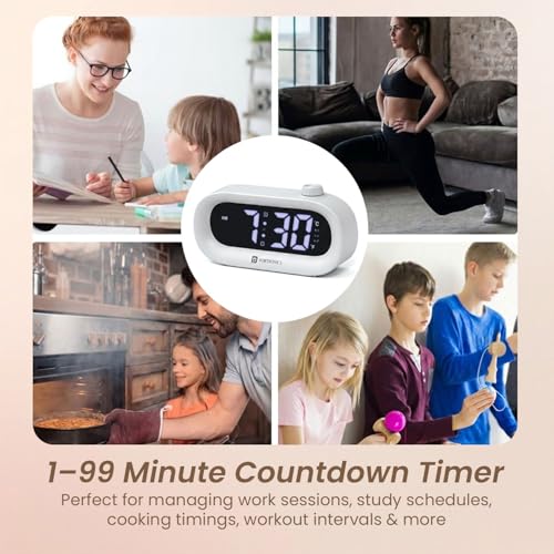 Image of Portronics Glowtime Multi-Function Type-C Powered LED Digital Alarm Clock with Temperature Display, 1-99 Min Timer, Touch Sensitive Panel, 3-Level Brightness, 12 /24H Format, Desk & Bedside Clock