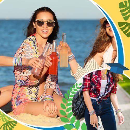 96 Pcs Cheer Bracelets for Team Cheer Gifts Cheerleader Gifts Set for Cheer Stuff Women Beaded Friendship Bracelets Bulk Preppy Bead Heishi Stackable Bracelets Set for Team Beach Party Favors3