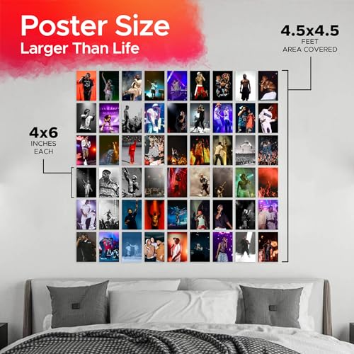 Image of CodersParadise Pack of 54 Hip Hop Rapper Wall Collage Kit Posters - 4 x 6 Inches Posters for Wall Decoration - Wall Art For Bedroom, Office, Living room, Dorm room - Glue Dots Included