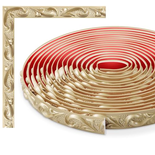 TECDW 6 Meters Flexible Moulding Trim Wall Trim, Peel and Stick Wall Ceiling Decorative Trim, Panel Moulding