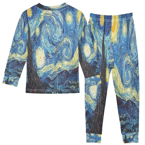 Pajama Sets Long Sleeve Top and Pants Sleepwear Starry Sky for 2-8 Years Old2