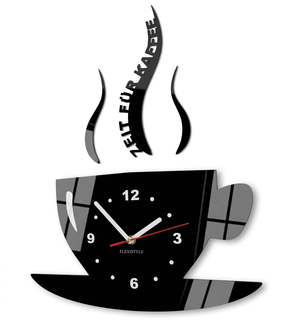 Horloge murale 3D romaine moderne noire FLEXISTYLE pour decoration salon