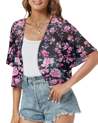 Image of ZNVGIRL Women Shrug Chiffon Cardigans Open Front Short Sleeve Bolero for Evening Dressy 2026