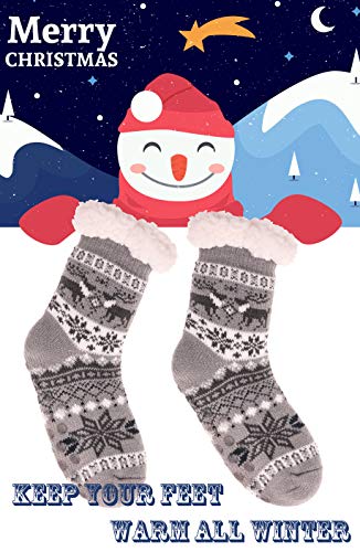 Image of MOGGEI Girls Slipper Fuzzy Socks Kids Boys Fluffy Fleece Lined Warm Plush Sherpa Winter Child Home Socks