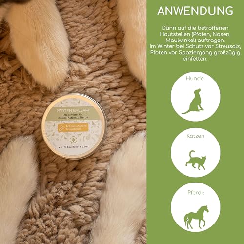 Pfotenbalsam mit Bienenwachs für Hunde und Katzen | Spürbar weichere Pfötchen | 100% natürliche Inhaltsstoffe | Pflegt rissige und spröde Pfoten im Winter - Nasenbalsam ohne Parfum
