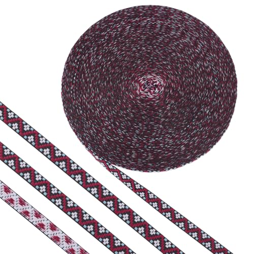 OLYCRAFT Cinta jacquard de 45,8 m de ancho, 13 mm de ancho, de poliéster jacquard, tejido jacquard, bordado, estilo nacional, cinta a cuadros para manualidades, manualidades, cinturones de bolsas
