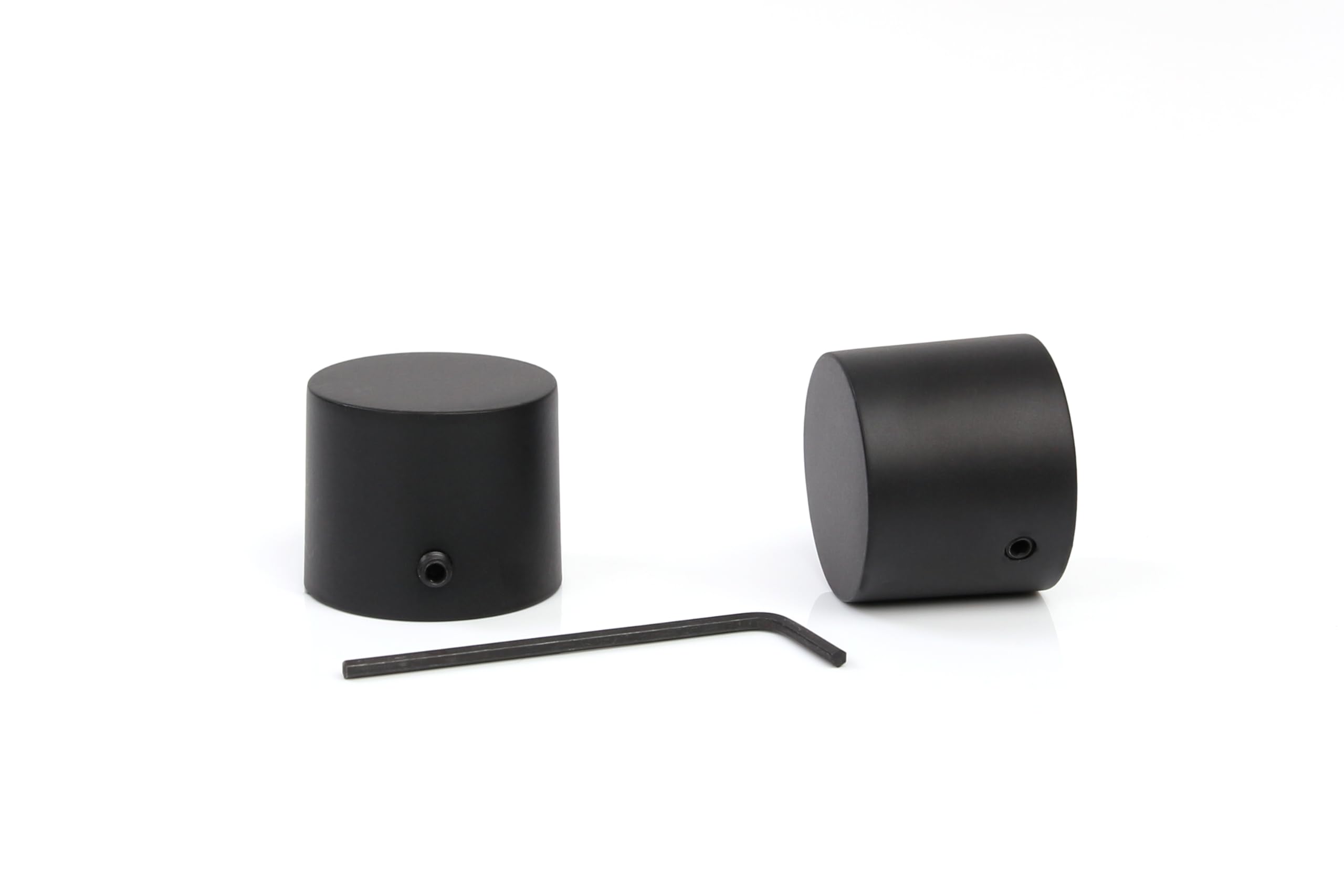 Deco-Raum Gardinenstange auf Maß 25mm Wandträger Style Endstück Cap schwarz-matt nach Maß gefertigt, ohne Ringe 130 cm