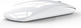 Uiosmuph U58 Wireless Mouse, Rechargeable & Noiseless Mouse Ultra Slim 2.4G PC Computer Laptop Mouse with USB Nano Receiver, 1600 DPI Travel Mice for Windows Mac Linux Macbook (White)