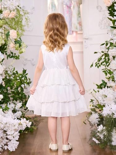 Lace Applique Flower Girl Dress for Wedding Chiffon Tiered Sleeveless A-Line Short Crew Neck Princess Ball Gowns2