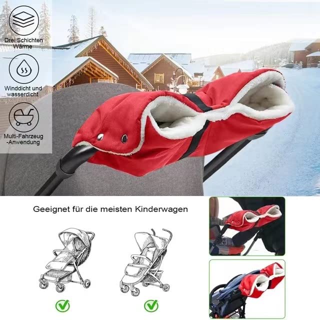 Passeggino scaldamani per passeggino, misura universale, impermeabile, antivento, con pile termico per l'inverno (C)