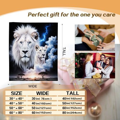 Koc Polar 220 x 240 Zwierzę Lew, Koc Maxi Komfort 220x240 cm | Trwała miękkość i łatwa konserwacja, przestronne pokoje dzienne i deszczowe dni D252