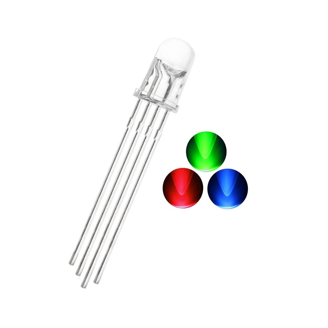 CO RODE 50pcs RGB 5mm LED Emitting Diode Light Lamp Multicolor Red Green Blue Tri-Color with 4pin (Common Anode)