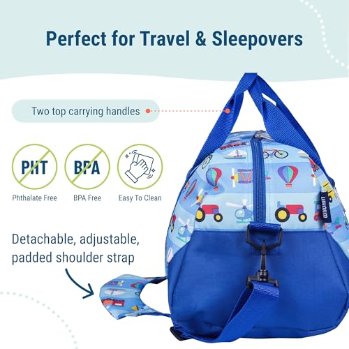Image of Wildkin Kids Overnighter Duffel Bag - Carry-On Travel Bag for School & Sleepovers, Lightweight, Durable, Boys & Girls Ages 4-15 - On The Go
