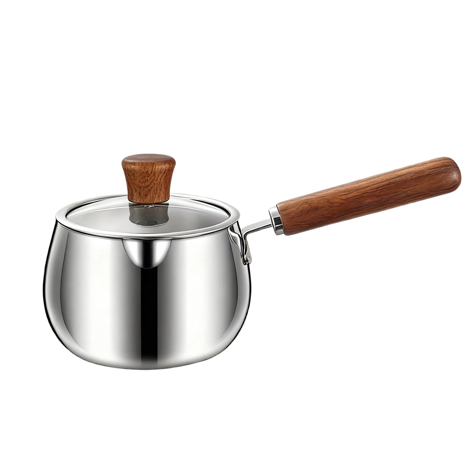 Kalttoy Stainless Steel Pans with Clear Lid Kitchen Cookware with Ergonomic Handle Practical Single Serve Cooking Pots Use Saucepan