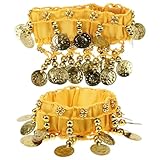 [ERINGOGO] ベリーダンサー向け装飾的なコインペンダント付きアンクレット 軽量通気性素材で快適な舞台用ダンスジュエリー 女性用肚皮舞衣装