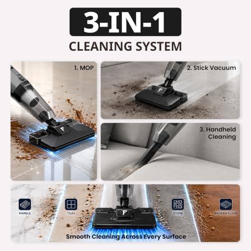 Image of FASTRON Turbo Sweep 3-in-1 Handheld Vacuum Cleaner | 600W Corded with 20KPA Suction | Wet & Dry Vacuuming with Floor Mopping | 200ml Water Tank for Home & Car Cleaning