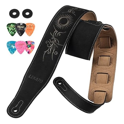 LEKATO Correa de gamuza para bajo, cinturón acolchado de espuma de 2.4 pulgadas, 35-51 pulgadas, compatible con guitarras acústicas, bajos y eléctricas, accesorio de guitarra