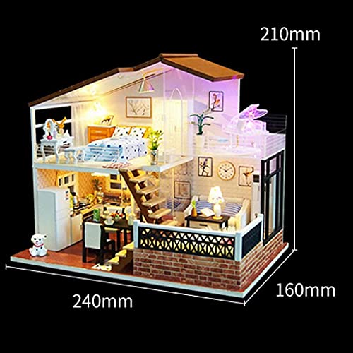 Modellbausätze Mit Möbeln, DIY-Miniatur-Puppenhaus Mit Led-Leuchten, Handgefertigte Mini-Raum-Bastelsets, 3D-Puzzle… – Bild 5