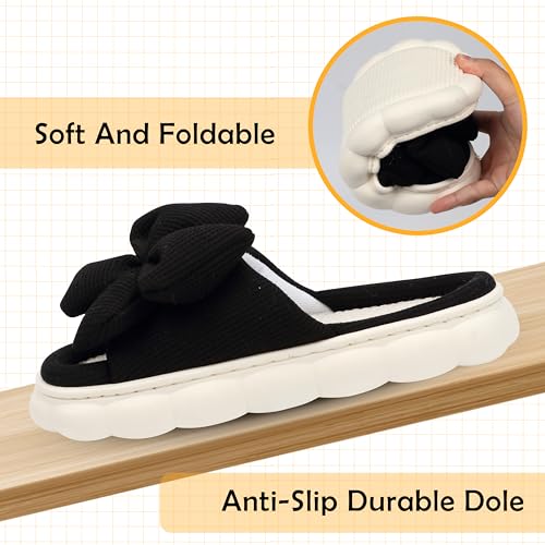 Women Summer Slippers Open Toe Bow Shoes Memory Foam House Slippers Rubber Sole Sandal Indoor Outdoor Birthday Christmas Gifts3