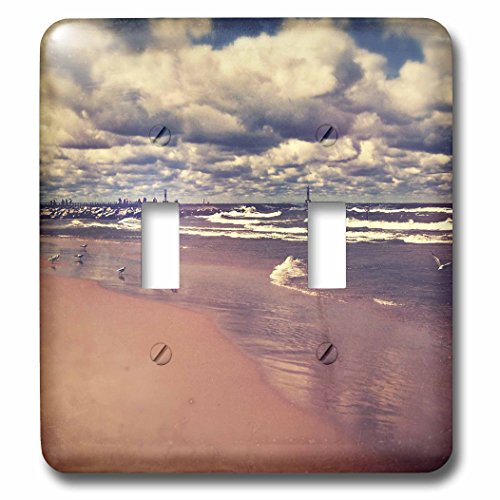 Double interrupteur à baïonnette Lake Michigan décor plage